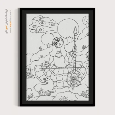 تابلو هنری خطی برای اتاق خواب - شیرین – تابلو مینیاتور خطی - اسپو دکور