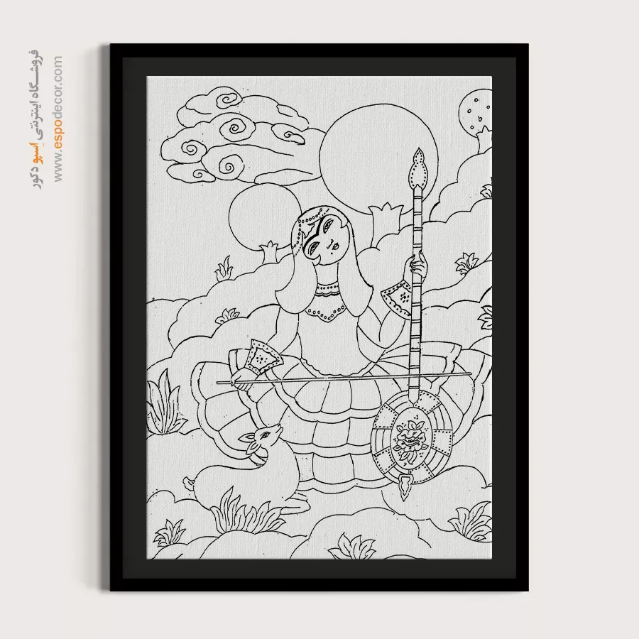 تابلو هنری خطی برای اتاق خواب - شیرین – تابلو مینیاتور خطی - اسپو دکور