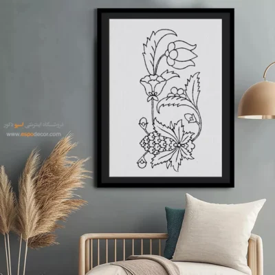 تابلو نقاشی سیاه و سفید سبک کلاسیک - ختا‌نگار – تابلو مینیاتور خطی - اسپو دکور