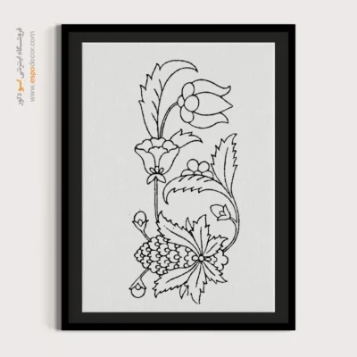 تابلو نقاشی سیاه و سفید سبک کلاسیک - ختا‌نگار – تابلو مینیاتور خطی - اسپو دکور