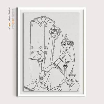 تابلو هنری خطی برای دکوراسیون داخلی - زرین‌دست – تابلو مینیاتور خطی - اسپو دکور