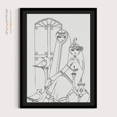 تابلو هنری خطی برای دکوراسیون داخلی - زرین‌دست – تابلو مینیاتور خطی - اسپو دکور