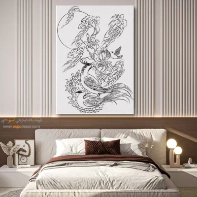 تابلو با طرح ایرانی دست‌ساز ایرانی - یاقوت – تابلو مینیاتور خطی - اسپو دکور