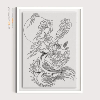 تابلو با طرح ایرانی دستساز ایرانی - یاقوت – تابلو مینیاتور خطی - اسپو دکور