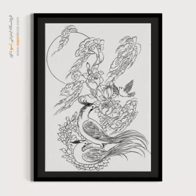 تابلو با طرح ایرانی دست‌ساز ایرانی - یاقوت – تابلو مینیاتور خطی - اسپو دکور