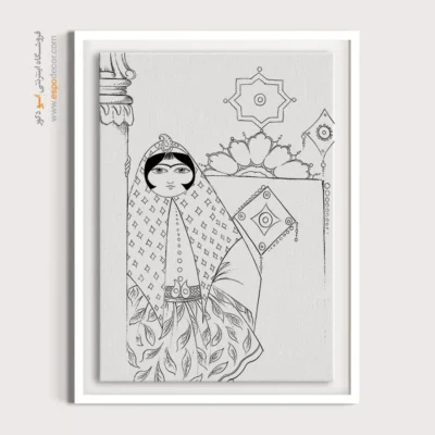 تابلو طراحی دستی برای پذیرایی - سراوان – تابلو مینیاتور خطی - اسپو دکور