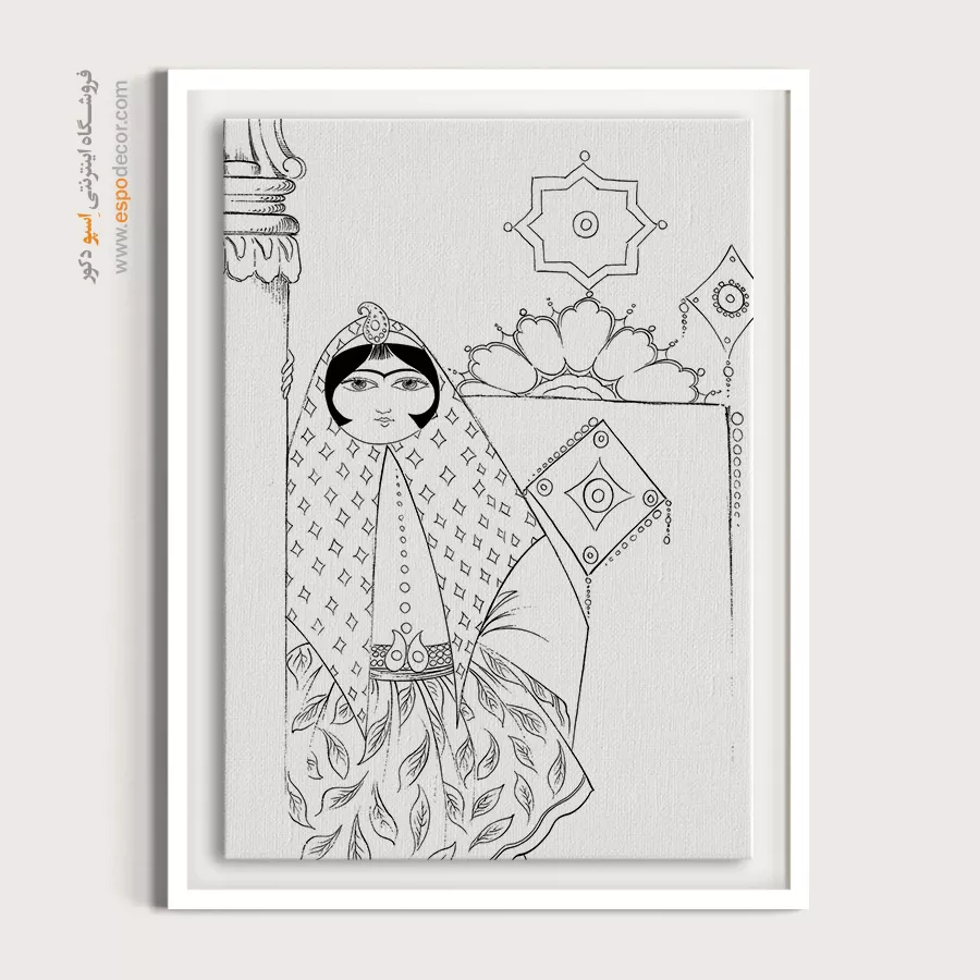 تابلو طراحی دستی برای پذیرایی - سراوان – تابلو مینیاتور خطی - اسپو دکور