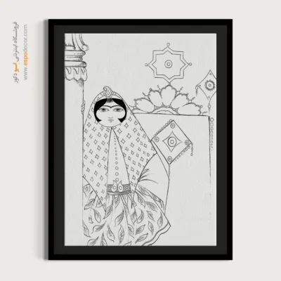 تابلو طراحی دستی برای پذیرایی - سراوان – تابلو مینیاتور خطی - اسپو دکور