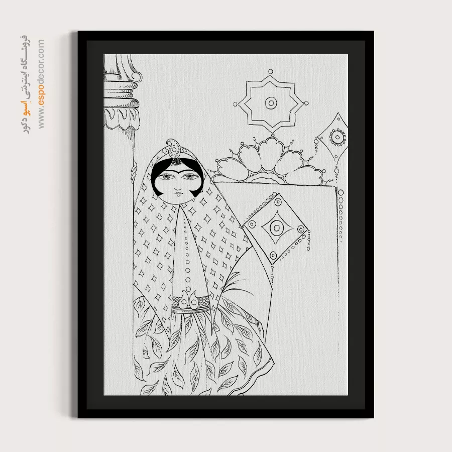 تابلو طراحی دستی برای پذیرایی - سراوان – تابلو مینیاتور خطی - اسپو دکور