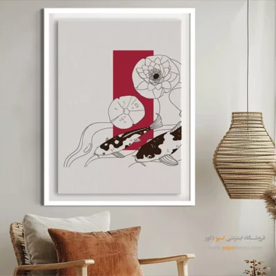 تابلو مینیمال برای پذیرایی با قاب - مراقبه خطوط – تابلو مینیمال آرت - اسپو دکور