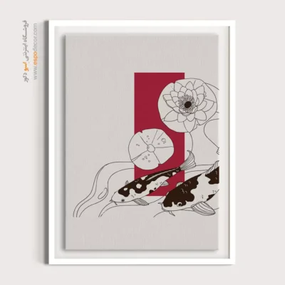 تابلو مینیمال برای پذیرایی با قاب - مراقبه خطوط – تابلو مینیمال آرت - اسپو دکور
