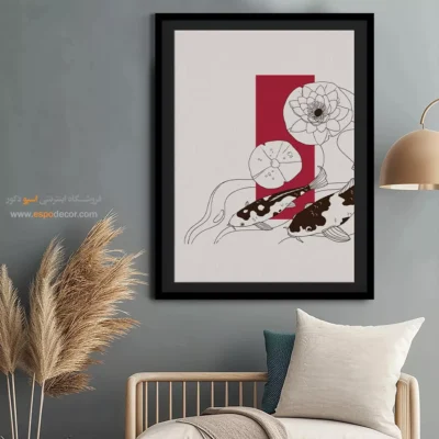 تابلو مینیمال برای پذیرایی با قاب - مراقبه خطوط – تابلو مینیمال آرت - اسپو دکور