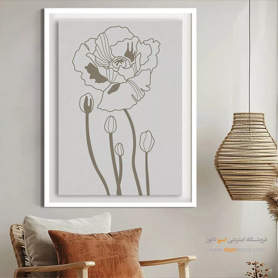 تابلو مینیمال سفید مشکی خاص - قاب مربع – تابلو مینیمال آرت - اسپو دکور