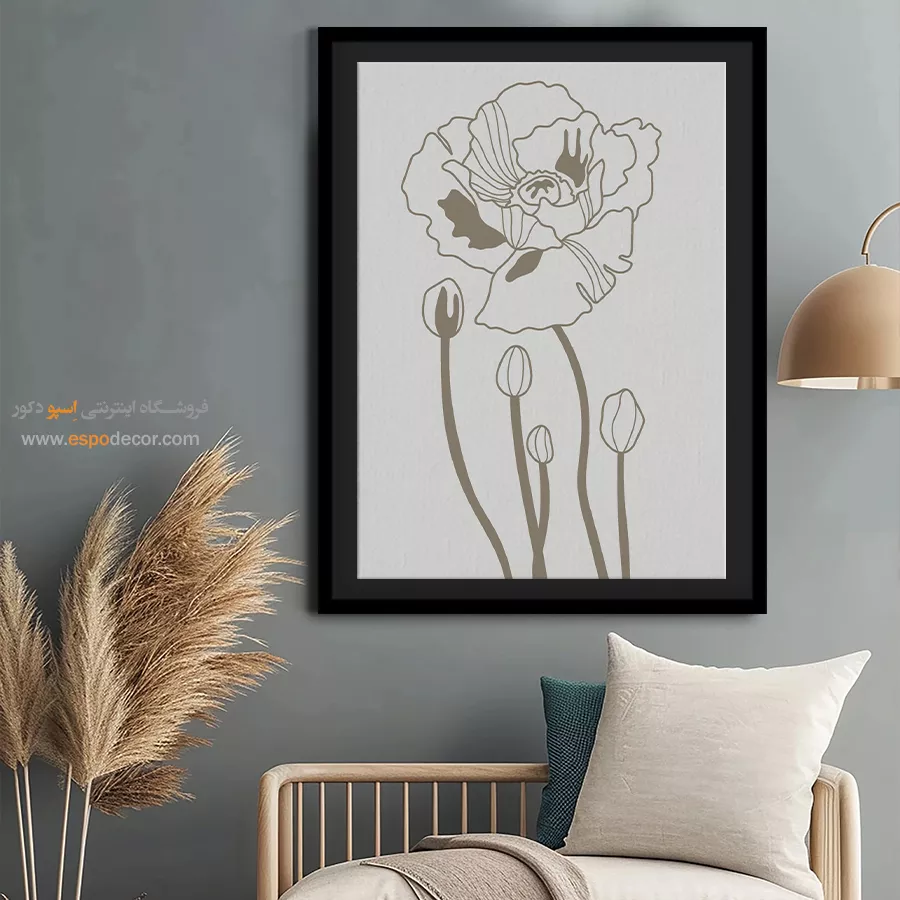 تابلو مینیمال سفید مشکی خاص - قاب مربع – تابلو مینیمال آرت - اسپو دکور