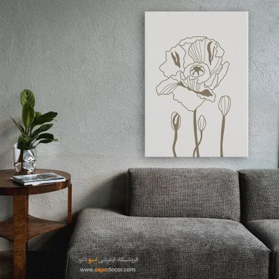 تابلو مینیمال خاکستری با قاب