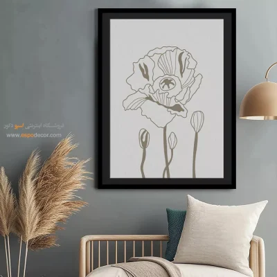 تابلو مینیمال خاکستری با قاب - زمزمه های مینیمالیستی – تابلو مینیمال آرت - اسپو دکور