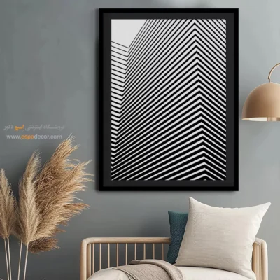 تابلو مینیمال با فریم چوبی زیبا - عدم تقارن آرام – تابلو مینیمال آرت - اسپو دکور