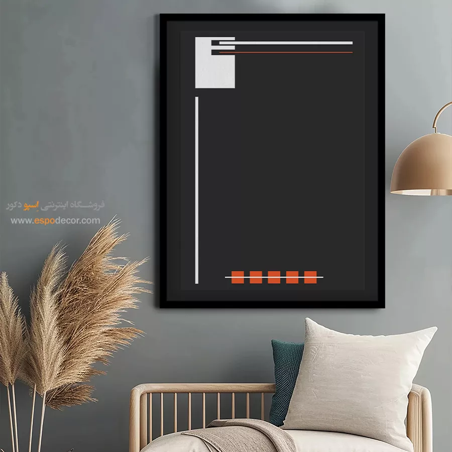 تابلو مینیمال با طراحی ساده با قاب - هارمونی خط – تابلو مینیمال آرت - اسپو دکور