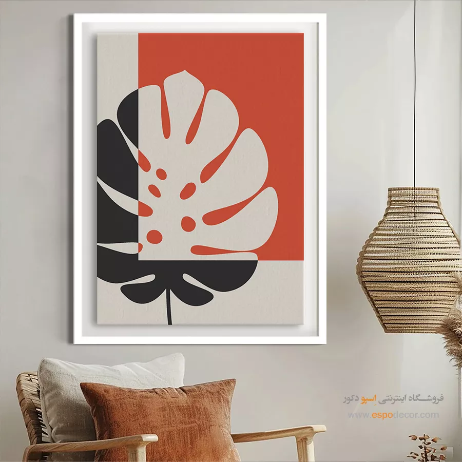 تابلو مینیمال سفید مشکی با قاب - سادگی زیبا – تابلو مینیمال آرت - اسپو دکور