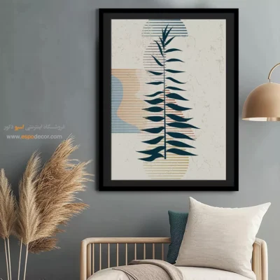 تابلو مینیمال مدرن با قاب سفید - شبکه مثلثی – تابلو مینیمال آرت - اسپو دکور