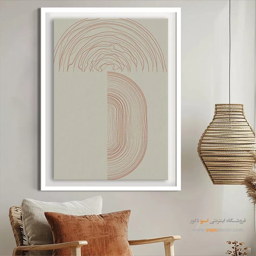تابلو مینیمال اتاق خواب با قاب - کانتور بیضی – تابلو مینیمال آرت - اسپو دکور