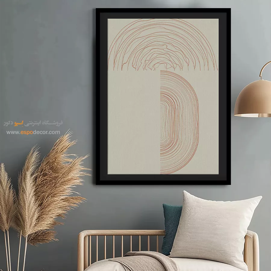 تابلو مینیمال اتاق خواب با قاب - کانتور بیضی – تابلو مینیمال آرت - اسپو دکور