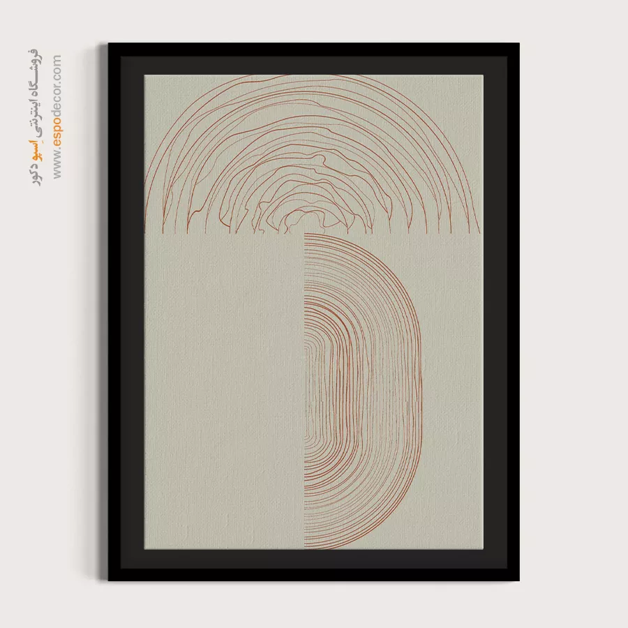 تابلو مینیمال اتاق خواب با قاب - کانتور بیضی – تابلو مینیمال آرت - اسپو دکور