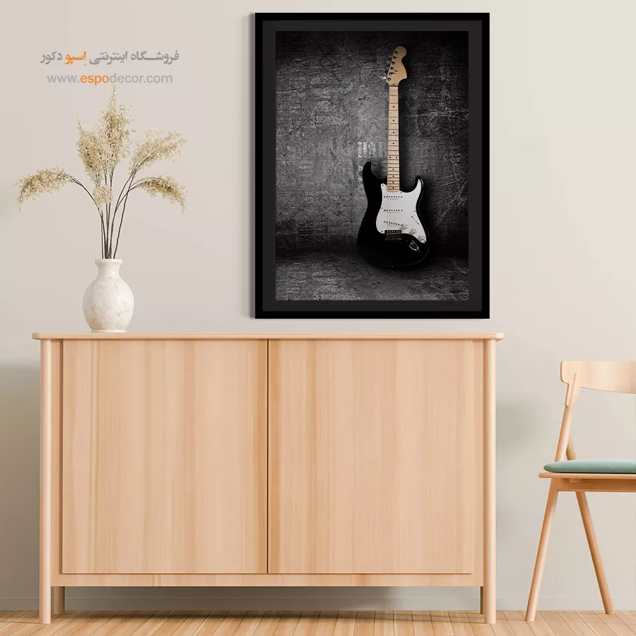 تابلو گیتار بزرگ - رنگینکمان صدا – تابلو موسیقی - اسپو دکور