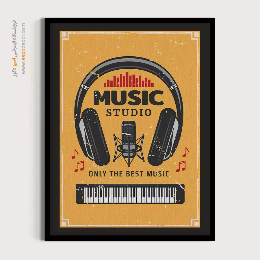 تابلو ساز موسیقی برای دکور - نتهای طلایی – تابلو موسیقی - اسپو دکور