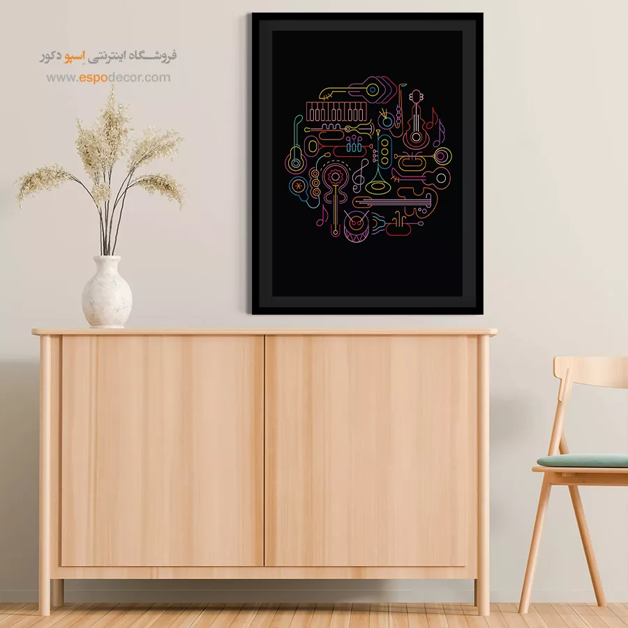 تابلو ساز موسیقی مدرن - نغمههای آبی – تابلو موسیقی - اسپو دکور