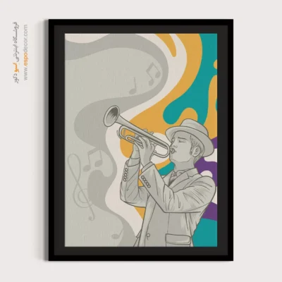 تابلو موزیک جاز مدرن - نوای باران – تابلو موسیقی - اسپو دکور