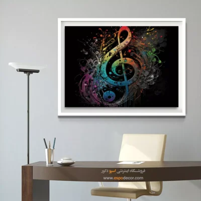 تابلو دیواری نت موسیقی با کیفیت - طنین آسمان – تابلو موسیقی - اسپو دکور