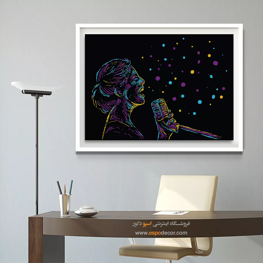 تابلو چهره خواننده مدرن - طنین بهار – تابلو موسیقی - اسپو دکور
