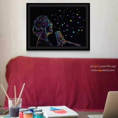 تابلو چهره خواننده مدرن - طنین بهار – تابلو موسیقی - اسپو دکور