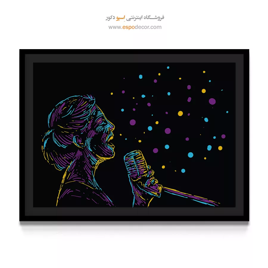 تابلو چهره خواننده مدرن - طنین بهار – تابلو موسیقی - اسپو دکور