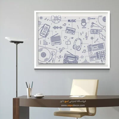 تابلو گرافیکی موزیک برای دکوراسیون - نوای آبی – تابلو موسیقی - اسپو دکور