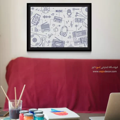 تابلو گرافیکی موزیک برای دکوراسیون - نوای آبی – تابلو موسیقی - اسپو دکور