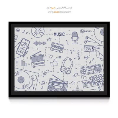 تابلو گرافیکی موزیک برای دکوراسیون - نوای آبی – تابلو موسیقی - اسپو دکور