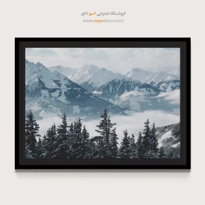 تابلو کوهستان با رنگ‌ سرد