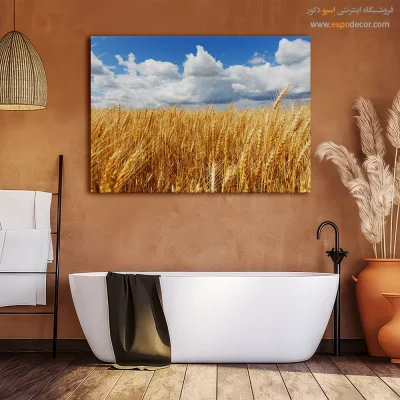 تابلو مزرعه گندم با آسمان آبی
