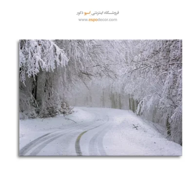 خرید تابلو جنگل برفی - سبزین – تابلو طبیعت - اسپو دکور