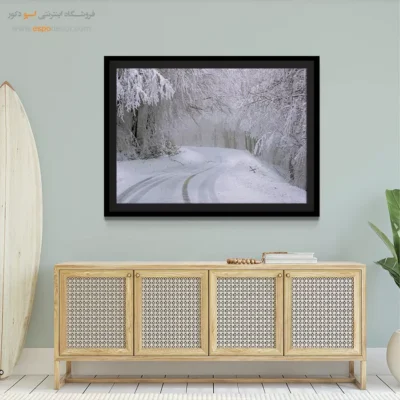 خرید تابلو جنگل برفی - سبزین – تابلو طبیعت - اسپو دکور