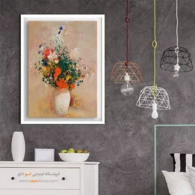 گلدان گل زمینه صورتی – تابلو نقاشی اودیلون ردون - اسپو دکور