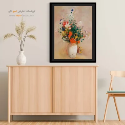 گلدان گل زمینه صورتی – تابلو نقاشی اودیلون ردون - اسپو دکور