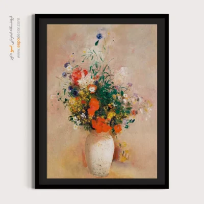 گلدان گل زمینه صورتی – تابلو نقاشی اودیلون ردون - اسپو دکور