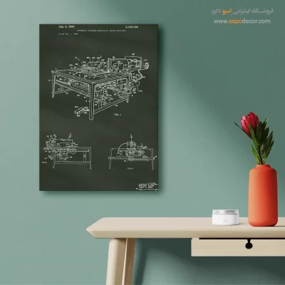 جهش ذهن کلاسیک – تابلو طرح اختراعات - سفارش تابلو اختراعات نوین برای اتاق خواب - اسپو دکور
