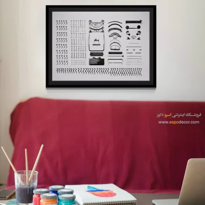 تپش خلاق – تابلو طرح اختراعات - قیمت تابلو مهندسی برای دیوار دفتر - اسپو دکور