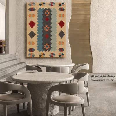 خرید تابلو با رنگ گرم - تهمتن – تابلو گلیم ایرانی - اسپو دکور