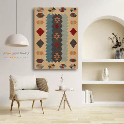 خرید تابلو با رنگ گرم - تهمتن – تابلو گلیم ایرانی - اسپو دکور