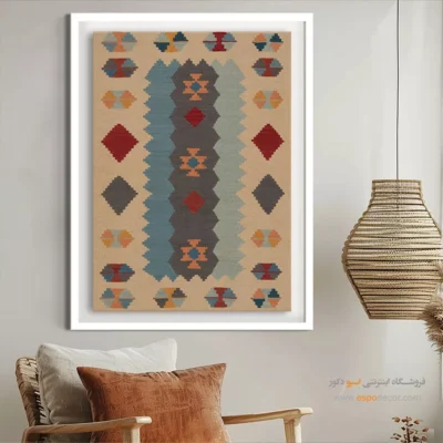 خرید تابلو با رنگ گرم - تهمتن – تابلو گلیم ایرانی - اسپو دکور